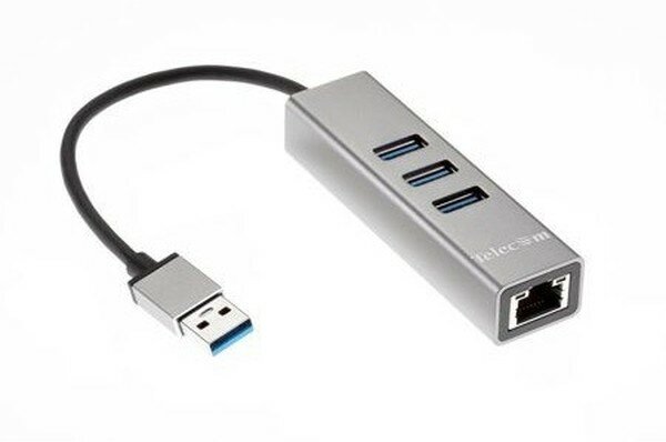 Telecom Переходник USB 3.0 -- RJ-45 1000Mbps +3 USB3.0, Aluminum Shell, 0.2м Telecom TA311U