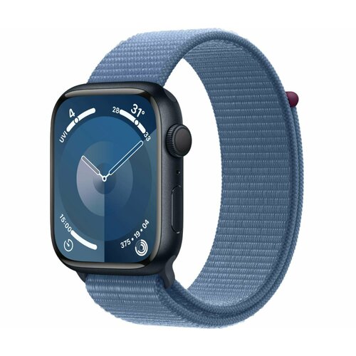 Apple Watch Series 9 GPS 45mm Midnight Aluminium Case with Winter Blue Sport Loop MR9Q3 Band MT5H3 4199000₽