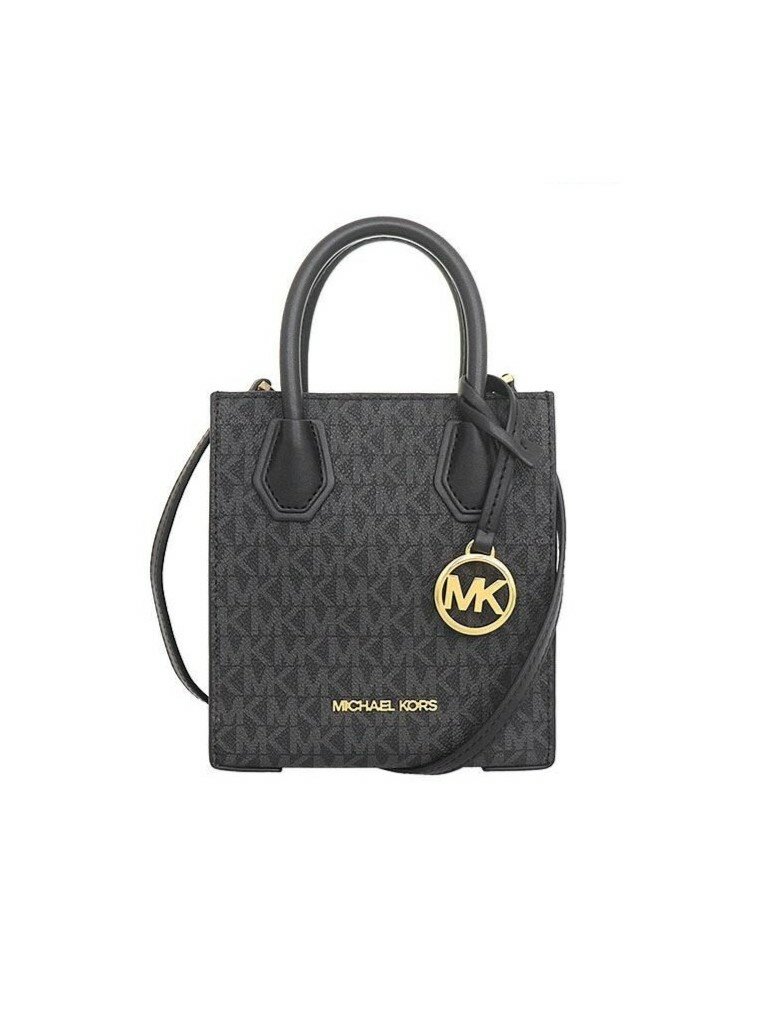 фото Сумка MICHAEL KORS черная в монограмму маленькая кросс-боди с ручками