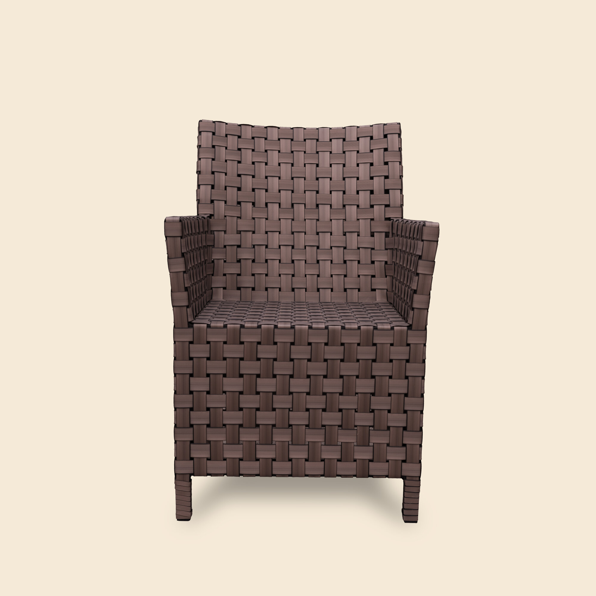 Кресло плетеное из ротанга STILO, высокая посадка, шоколад