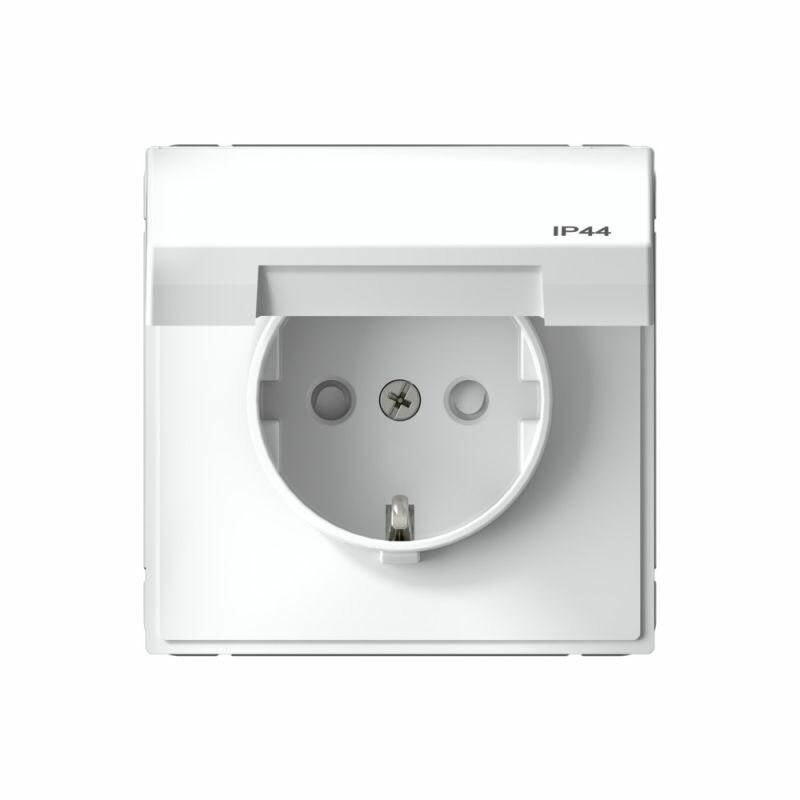 Розетка Systeme Electric (Schneider Electric) ArtGallery с заземлением, со шторкой, с крышкой, 16А, IP44, белый - фото №1