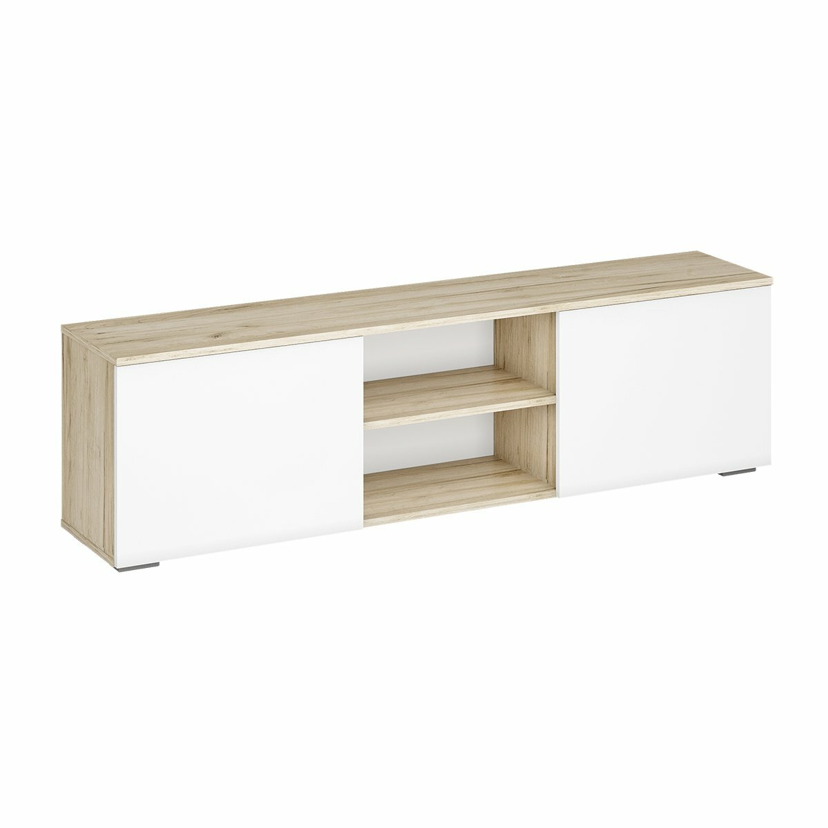 фото Тумба под ТВ "Вирола" ТБ01-1600 - Дуб крафт серый / Белый глянец