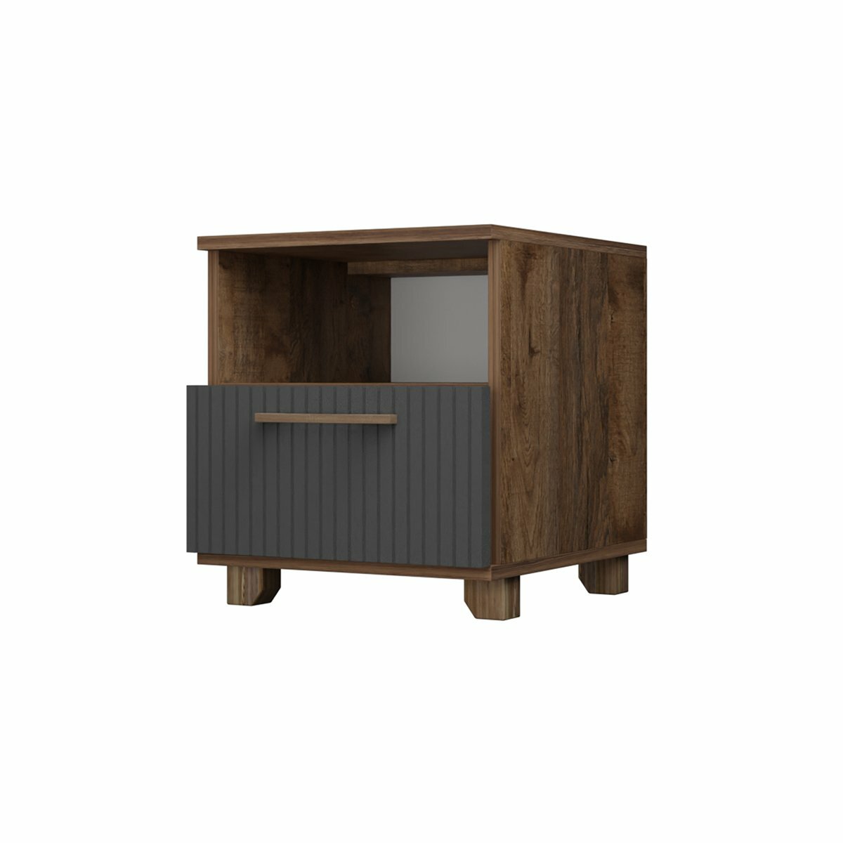 фото Тумба прикроватная "Копенгаген" с ящиком - Дуб Самдал / Серый графит