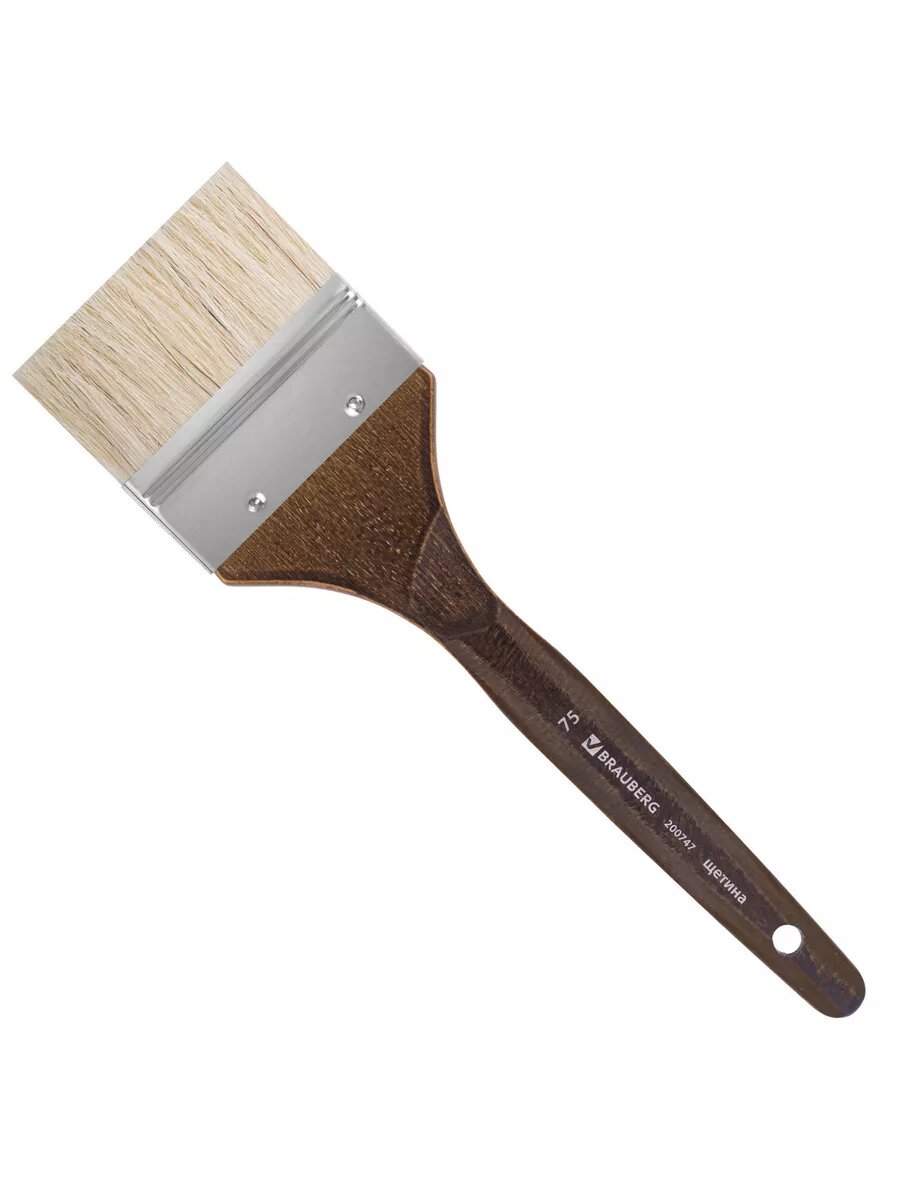 фото Кисть BRAUBERG Classic, щетина, флейц, короткая ручка (200746)