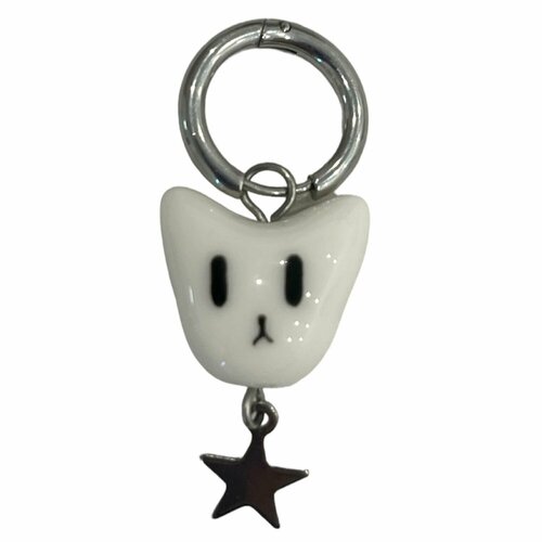 Моносерьга ручной работы Котик с подвеской звёздочкой полимерная глина 1799₽