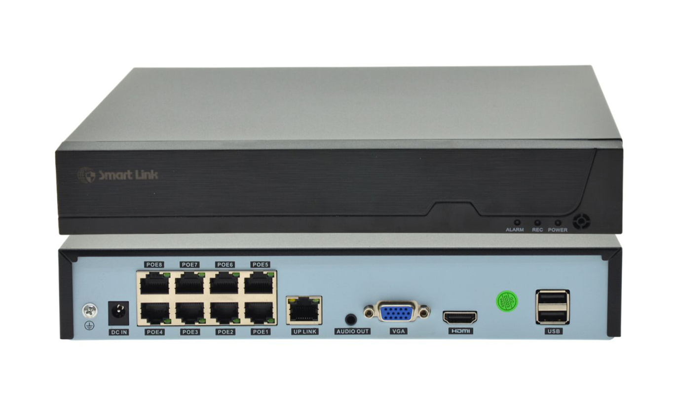 8-канальный IP-видеорегистратор Smart Link NVR-3608V-POE с записью на жесткий диск, с поддержкой камер до 8Мп, детектор лиц