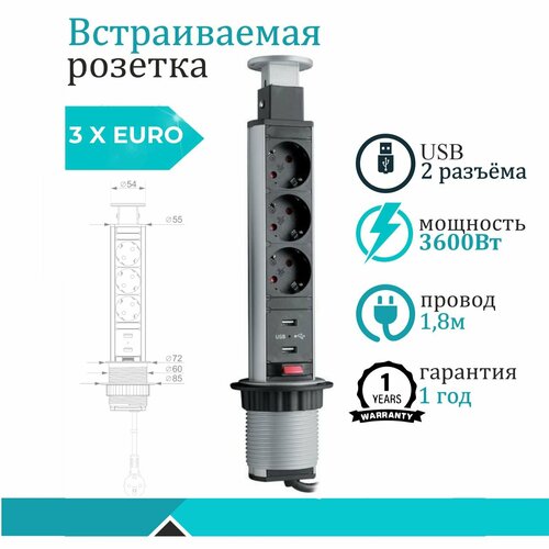 Встраиваемая розетка с USB 2520₽