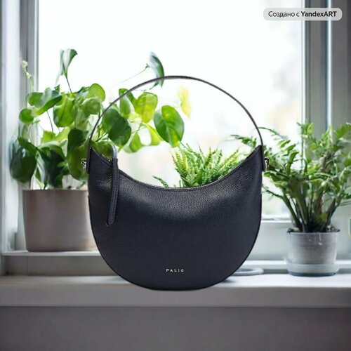 Сумка багет Palio, фактура тиснение, черный, синий