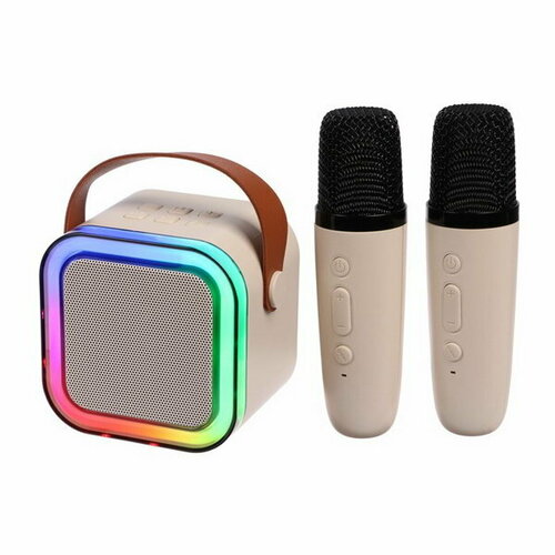Мини караоке-система K12 5 Вт 2 микрофона 800400мАч Jack 35 Type-С USB RGB бежевая 224800₽