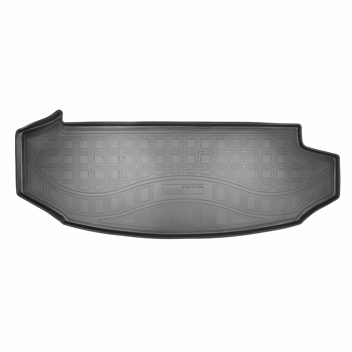 фото Коврик в багажник для Skoda Kodiaq (2017-) (7 мест, разложенный 3 ряд) Полиуретановый / Автоковрик с бортом для багажника в Шкода Кодиак