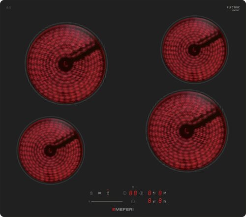 Изображение товара Варочная панель электрическая MEFERI MEH604BK COMFORT 60 см, черный, 4200 Вт слайдер, автоотключение, функция паузы