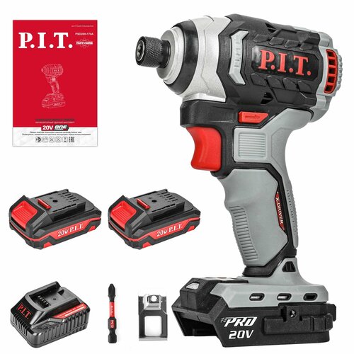 Винтоверт IMPACT аккум бесщёточный PIT PSD20H-170A2 20В 170Нм 3ск 2 акб 2Ач ЗУ HEX 14 1155500₽