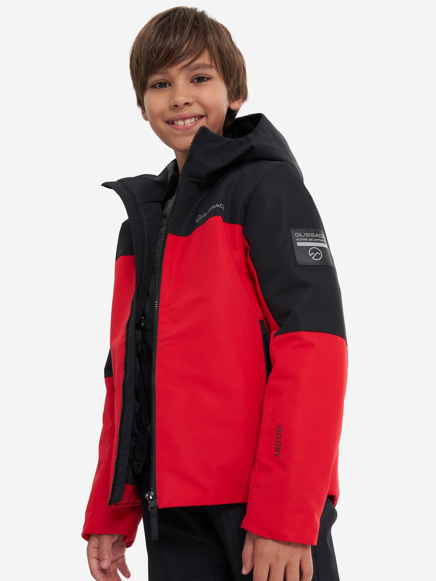 Куртка горнолыжная GLISSADE Universe Boys Padded Jacket, размер 146/152, красный/черный