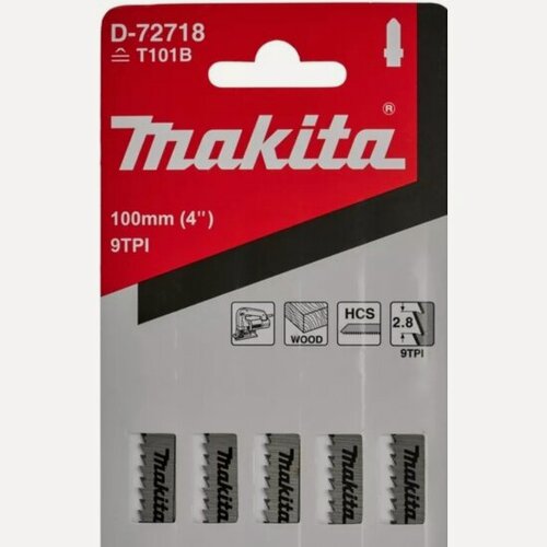 Изображение товара Лобзиковая пилка для дерева Makita Clean 100х1.2х9TPI, 5 шт. (D-72718)