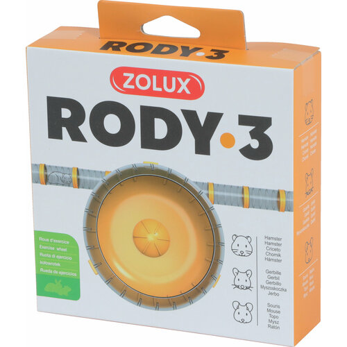 Бесшумное колесо для грызунов Zolux Rody 3, ярко-желтый, d14 см