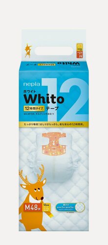 Изображение товара NEPIA Whito подгузники M размер (6-11 кг)тип: 12 часов 48шт/уп