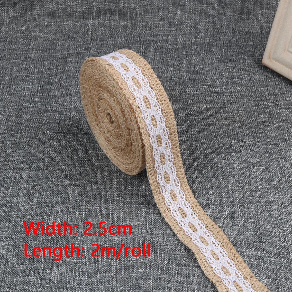Кружевные джутовые ленты 25 см Jute Burlap 2m Бежевый