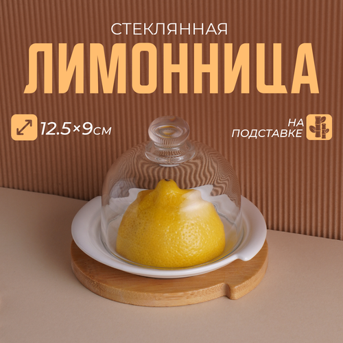 Лимонница фарфоровая со стеклянной крышкой на подставке "Bella Tenero" 12,5х11,5х9 см белый
