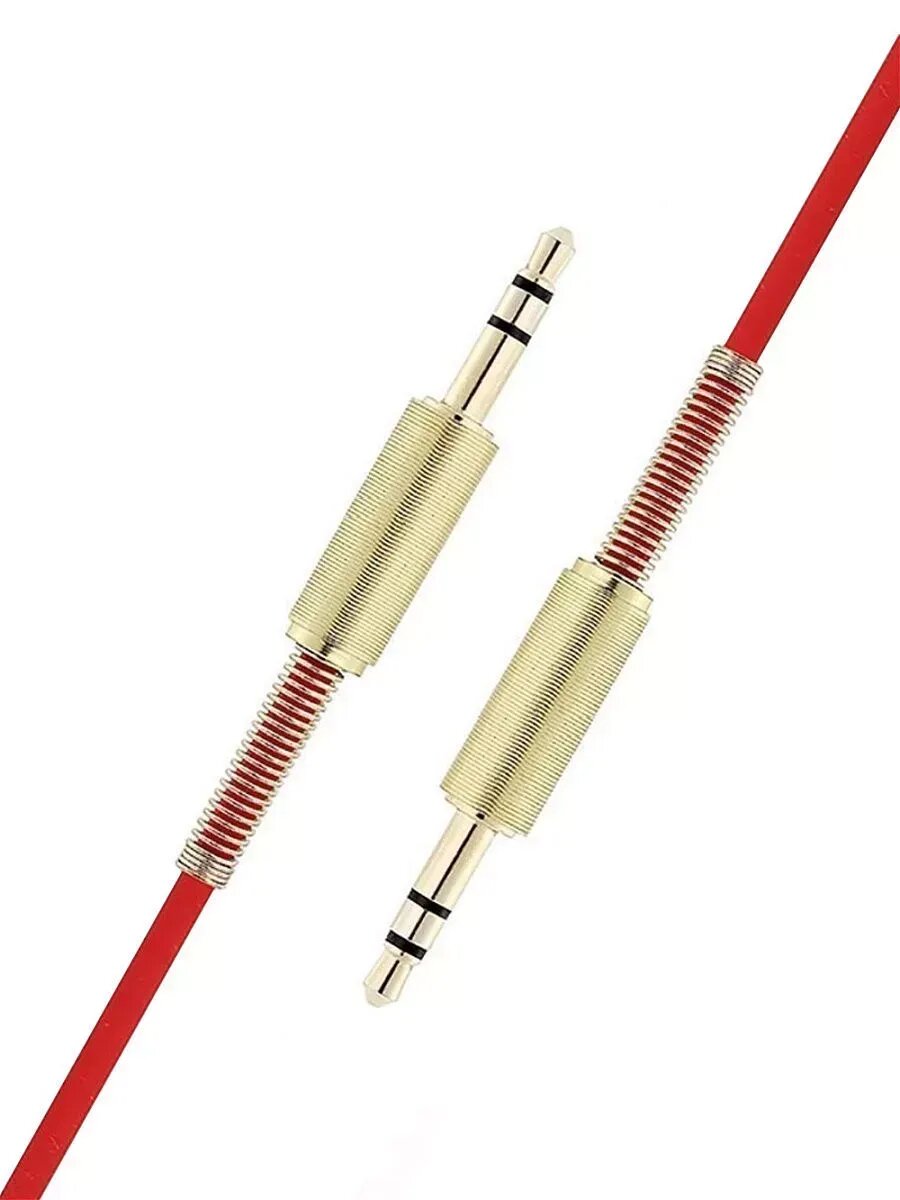 AUX кабель в машину mini jack 35 mm цвет красный длина 1 метр