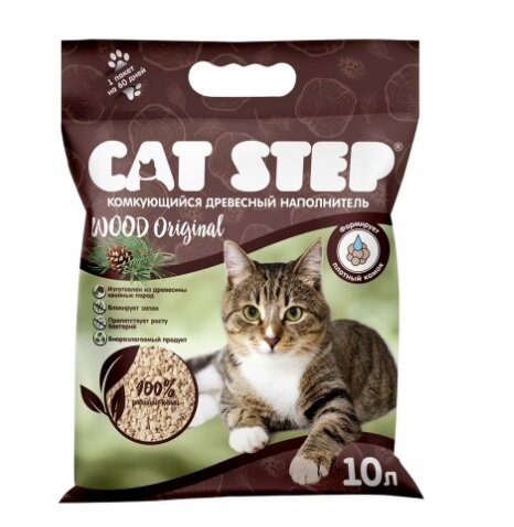 Cat Step растительный Wood Original 10л комкующийся (древесный), 20323003 (2 шт)