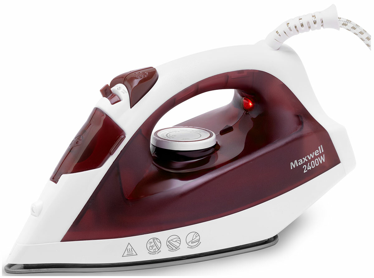 Утюг Maxwell MW 3006  белый бордовый