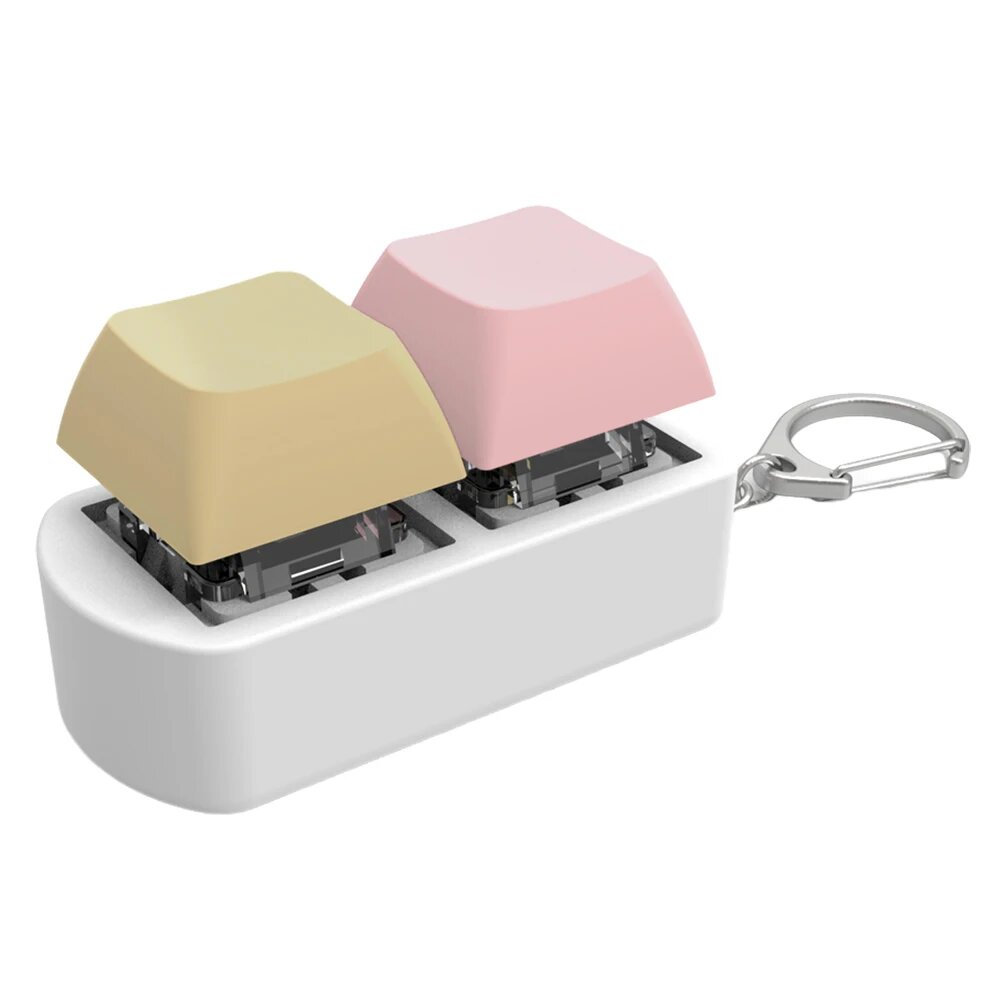 Клавиатура Fidget Toy Fidget Clicker 2-клавишная клавиатура Fidget Keychain Кнопка снятия стресса для взрослых для снятия стресса Пропуск времени, yellow and pink