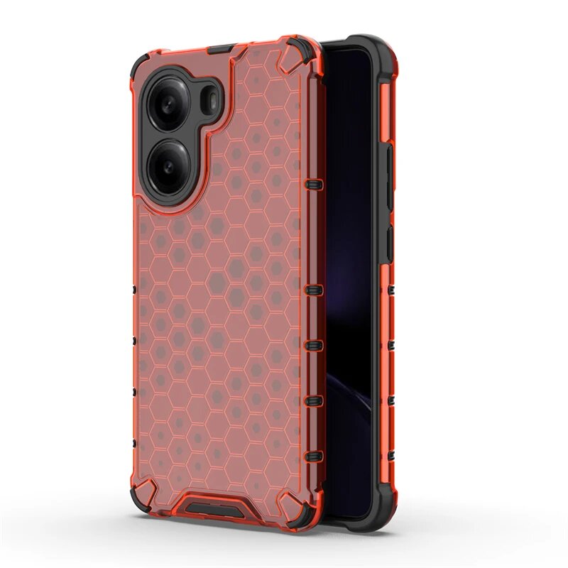 Противоударный прозрачный чехол для Xiaomi Poco X7 Pro Honeycomb Armor Full Back Case для Poco X7 Pro Чехол для Poco X7 Pro 5G, Red, For Poco X7 Pro 5G