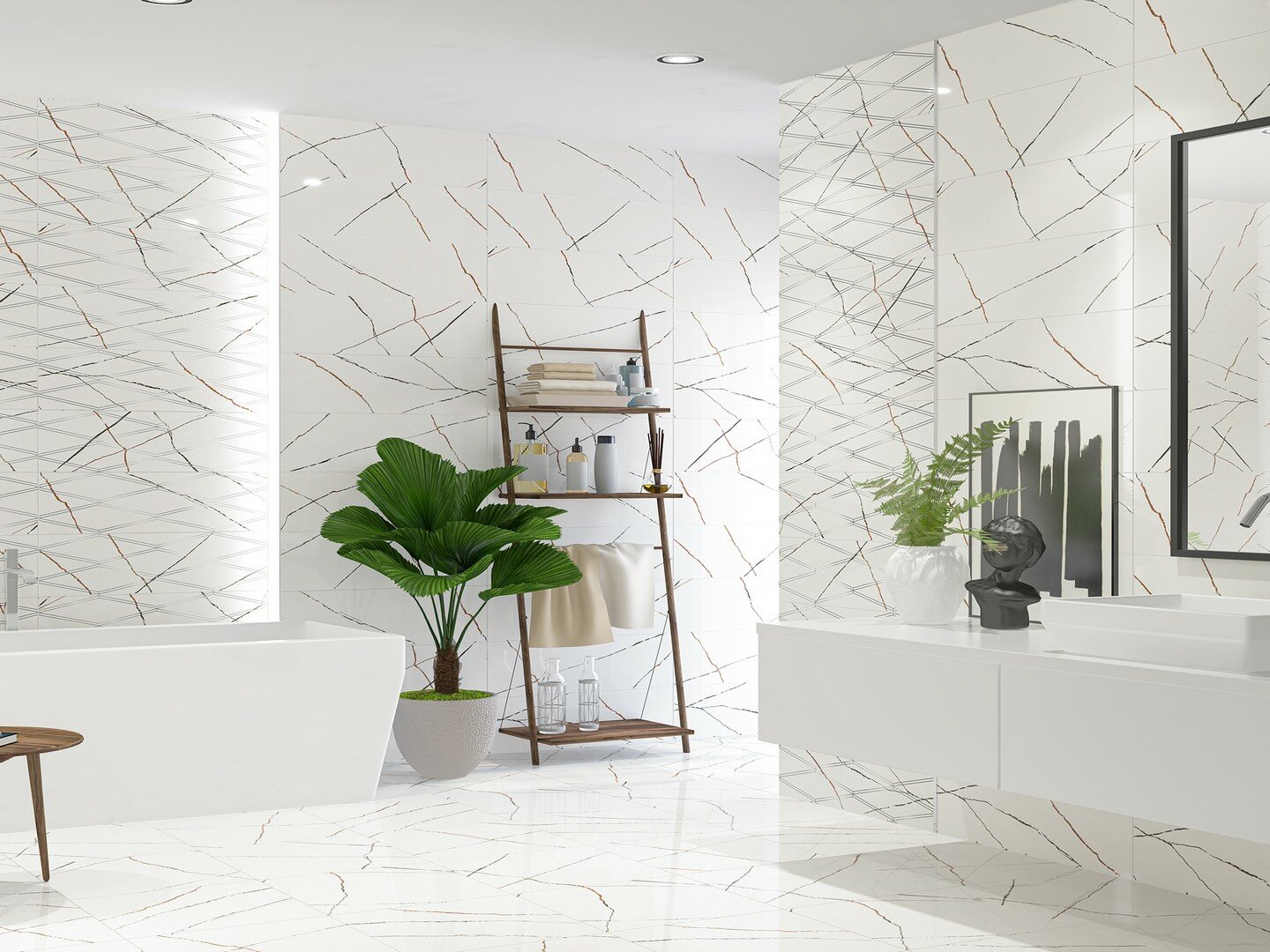 Плитка Eletto Ceramica Bianco Covelano 42x42 508123001 мрамор матовая Глазурованная, изностойкая