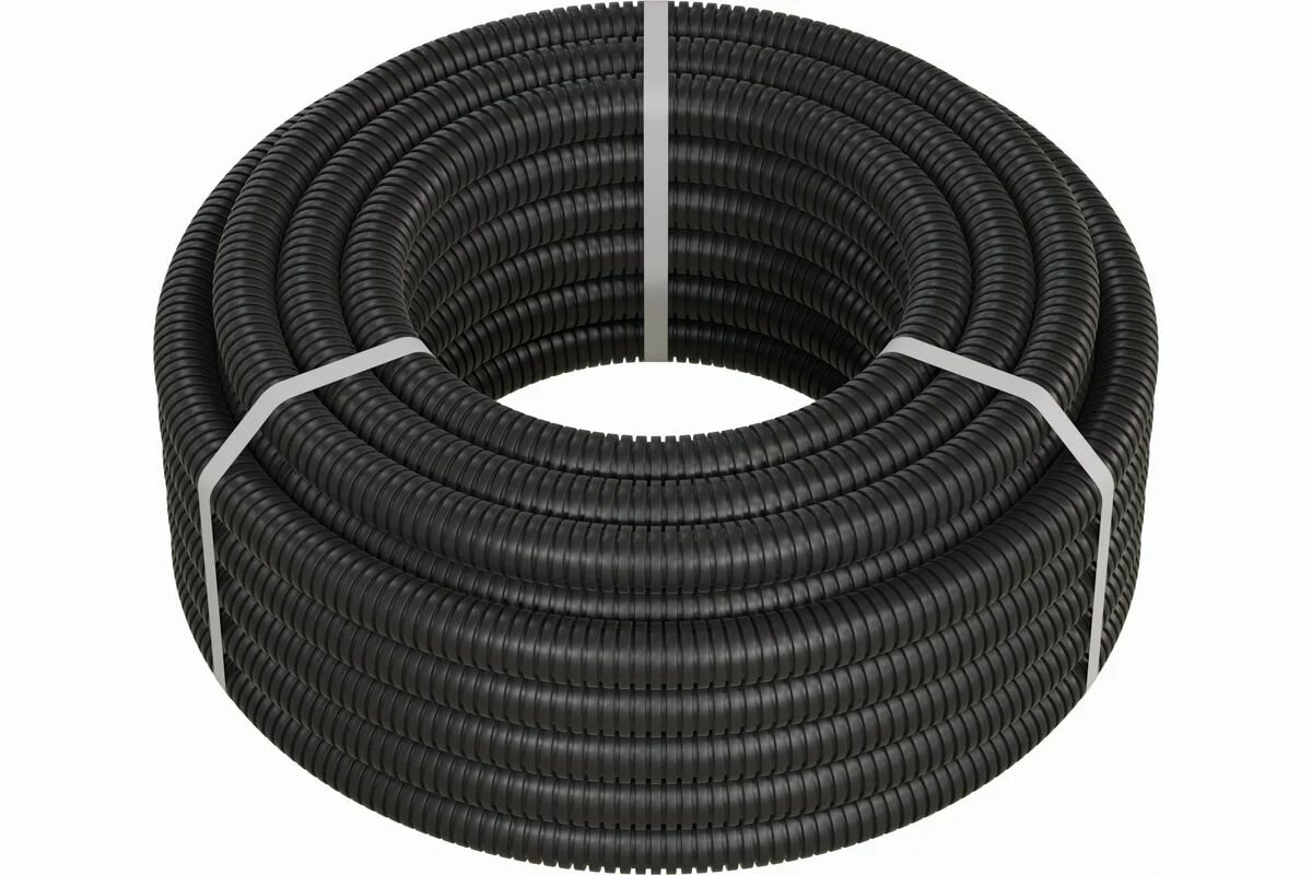 Гофрированная труба Экопласт ПНД тяжелая с зондом диаметр 25 мм цвет черный 21125