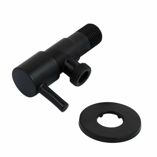 фото Угловой кран с отражателем черный матовый 1/2"х3/4" tim bl5826s. bk