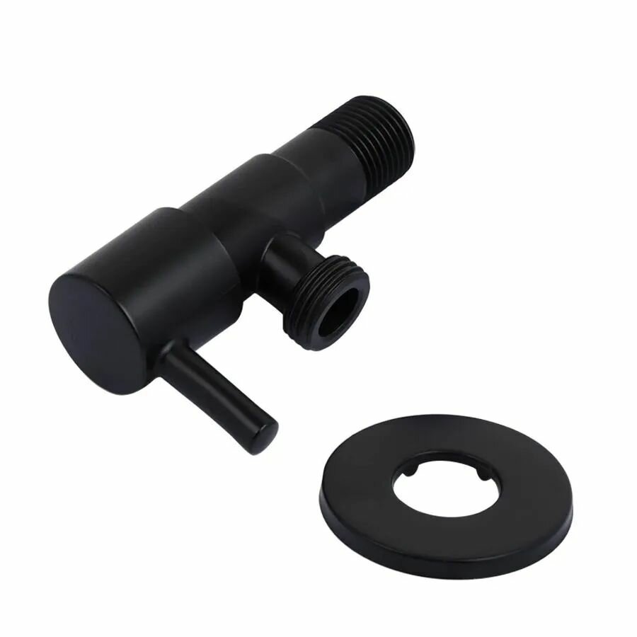 Угловой кран с отражателем черный матовый 1/2"х1/2" TIM BL5825S. BK