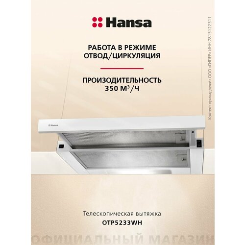 Hansa OTP5233WH, цвет корпуса белый, цвет окантовки/панели белый