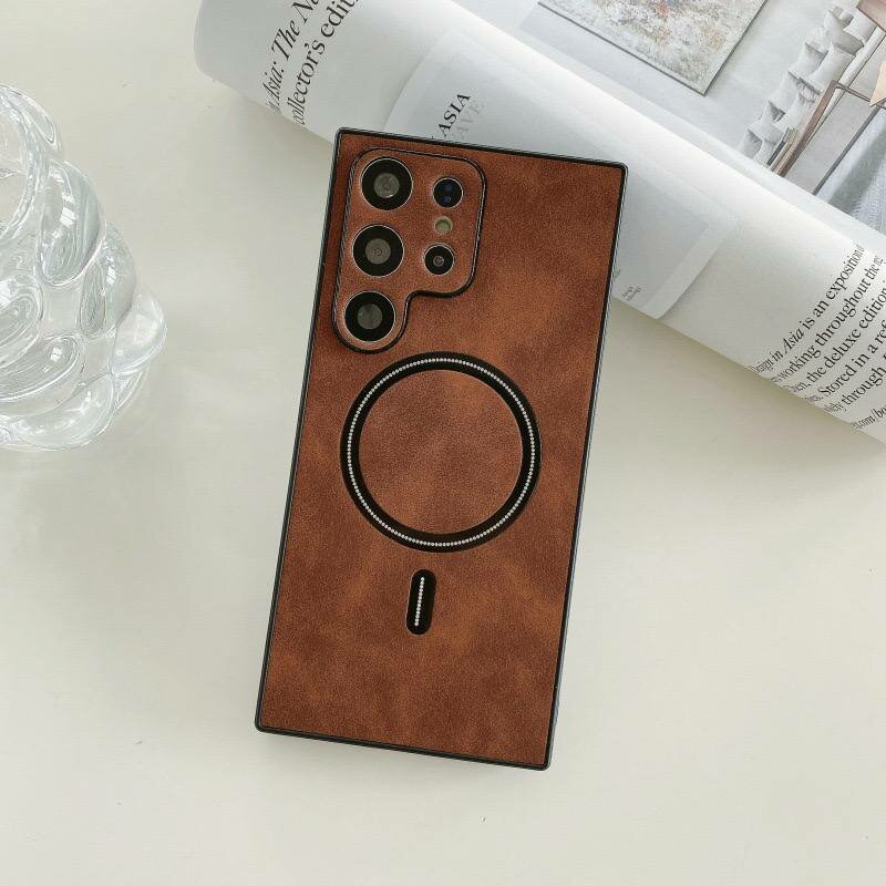 Чехол на Samsung S25 Ultra коричневый с MagFafe - Чехол самсунг S25 ультра коричневый