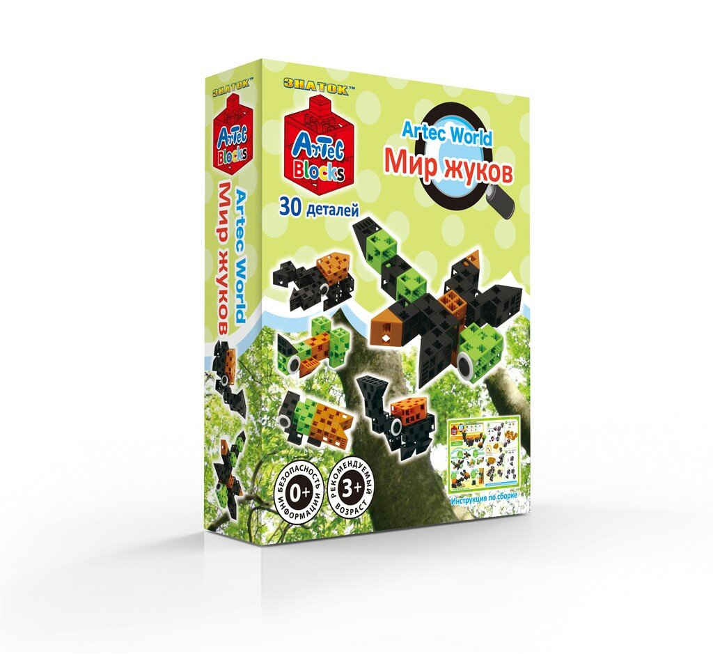 Конструктор знаток Artec Blocks "Мир жуков", для детей 3+, 30 деталей