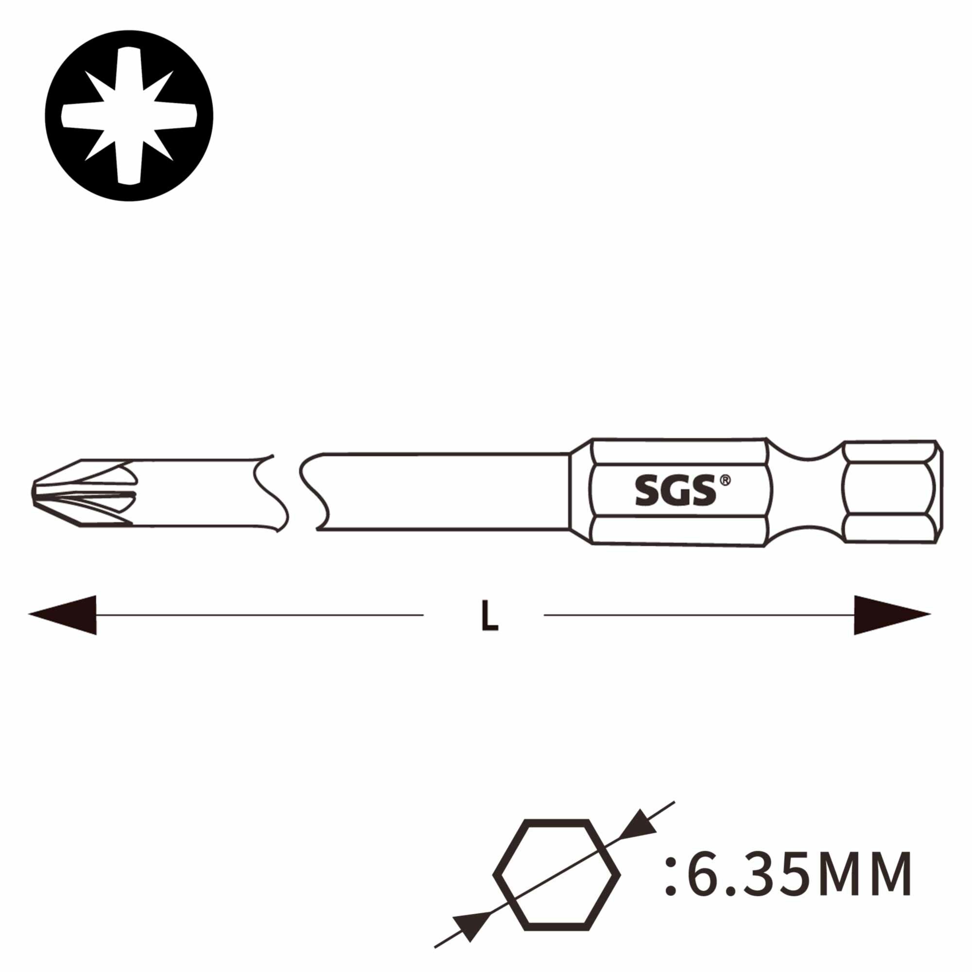 Бита PZ3х110мм S2 1шт SGS 63110-6.0-PZ3 — фото 1