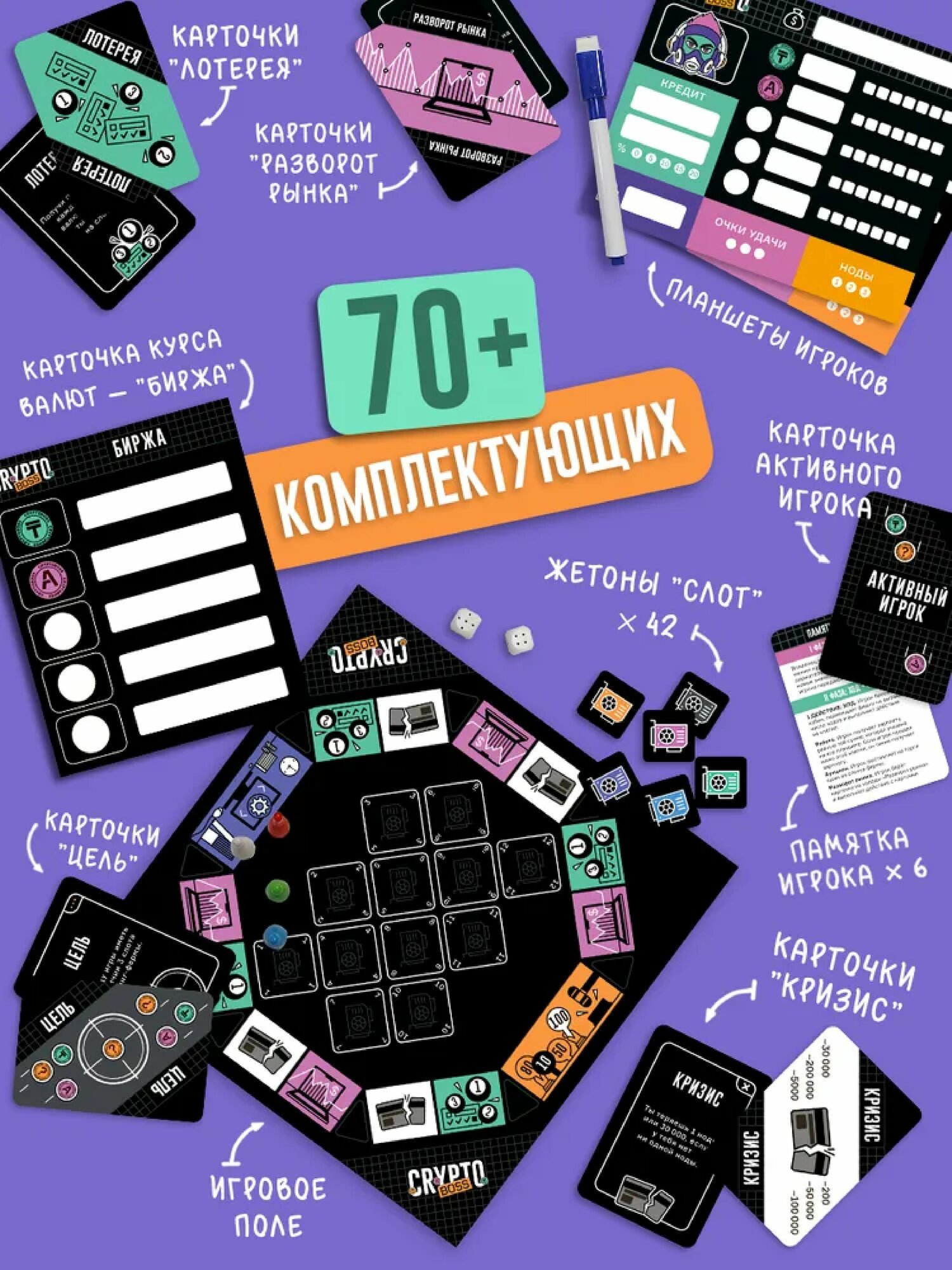 Настольная игра "CRYPTOBOSS", для 2-6 игроков, 30-60 мин, 27х27 см — фото 1