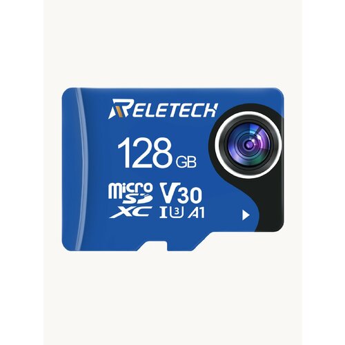 Карта памяти Reletech Micro SD A1 128ГБ TF Карта Для Цифровая камера, камера наблюдения, дрон, регистратор вождения, синий