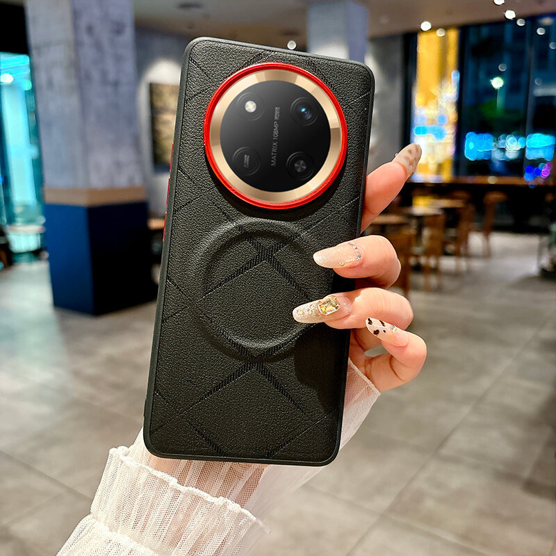 Чехол для Honor X9C / Хонор Икс9С, soft touch, накладка, искусственная кожа, поликарбонат (PC), защита камеры, ударопрочный, усиленные углы, Xiaomi, Honor X9C, black,