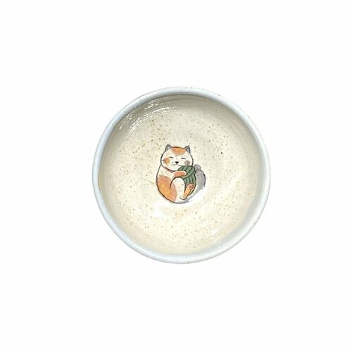 Пиала ручной работы «Котик, играющий с клубочком»