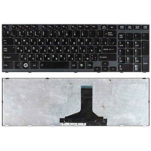 Клавиатура для ноутбука Toshiba Satellite A660 A665 черная с черной рамкой шлейф матрицы для ноутбука toshiba satellite a660 a665