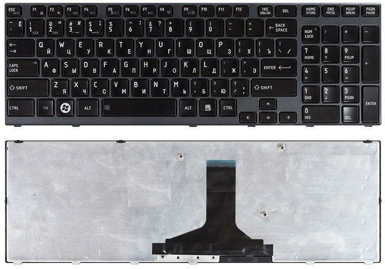 Клавиатура для ноутбука Toshiba Satellite A660 A665 черная с черной рамкой
