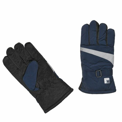 Зимние мужские непромокаемые перчатки | Утеплитель мех | Cветоотражающая лента, размер 12, цвет синий
