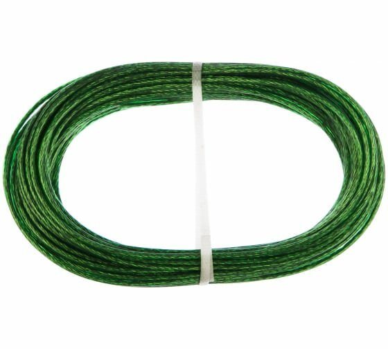 фото Трос металлополимерный зеленый ПР-2.5, толщина 2.5 мм, моток 20 метров Россия Сибртех