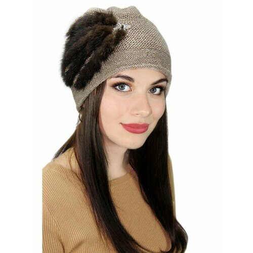 фото Шапка lemmex шапка "адельмия", размер 55-56, бежевый