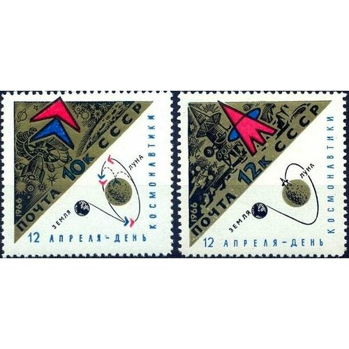 Почтовые марки СССР 1966г. День космонавтики Космос MNH значок ссср космос спутник луны 1966 год 3