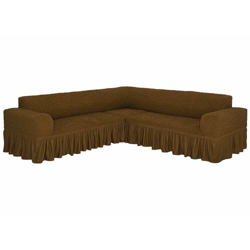 Универсальный чехол на угловой диван с юбкой