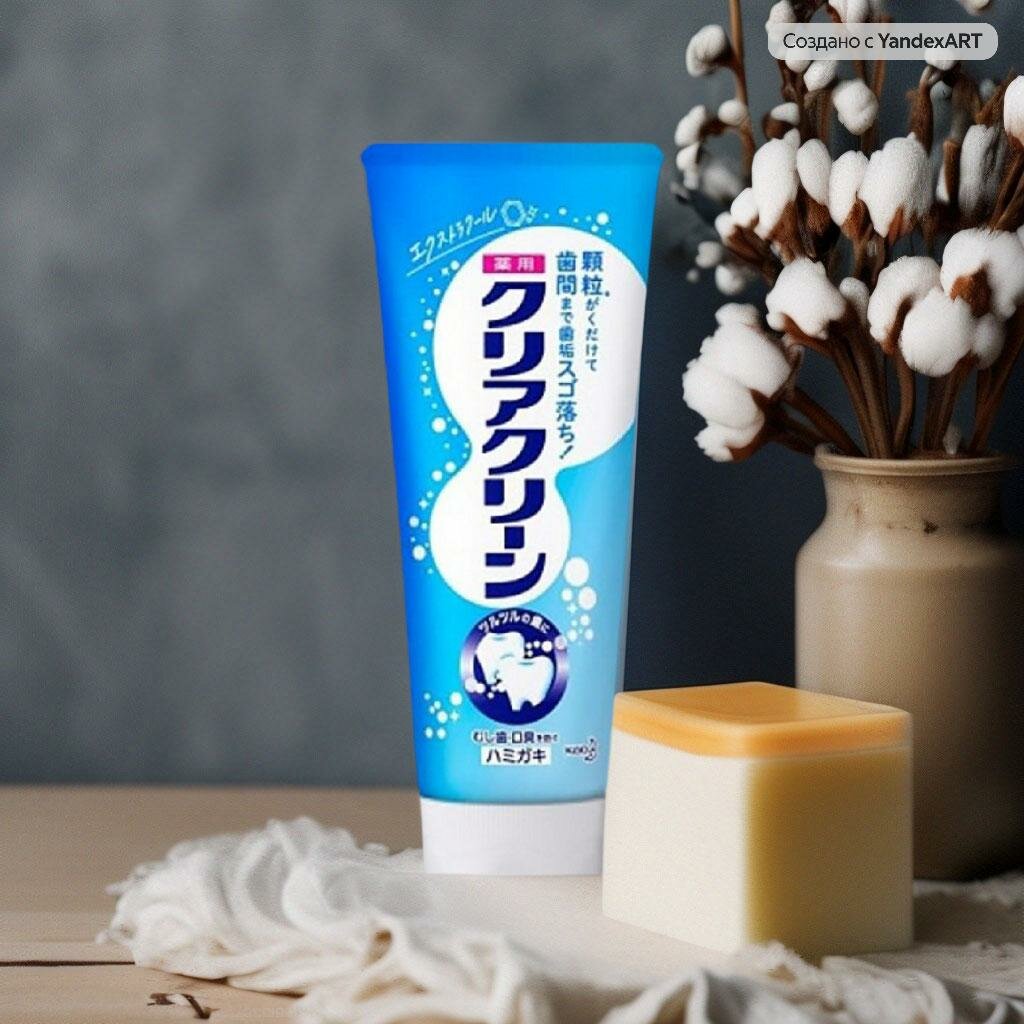 KAO Clear Clean Extra Cool Лечебно-профилактическая зубная паста с микрогранулами, комплексного действия, экстра свежесть, 120г.