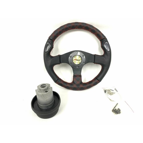 Спортивный руль красный ромб с адаптером на ВАЗ 21082109210992199211321142115211021112112 3190₽