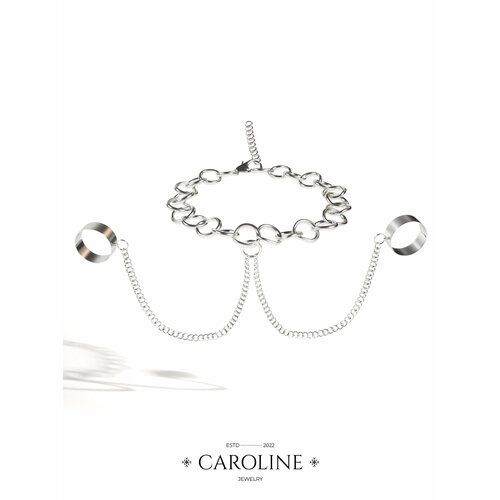 фото Слейв-браслет caroline jewelry, жемчуг имитация, размер 20 см., серебряный