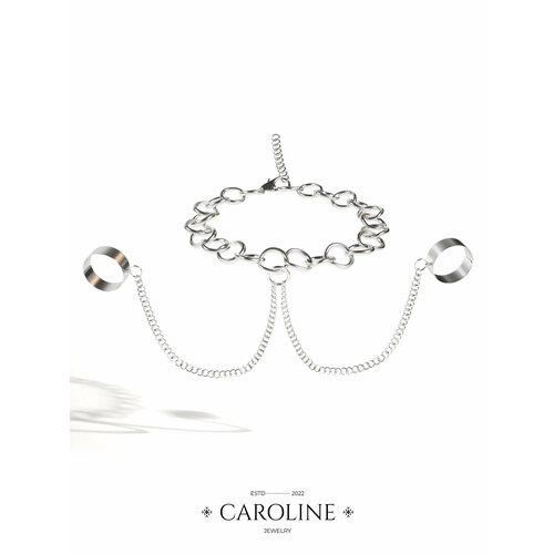 фото Слейв-браслет caroline jewelry, жемчуг имитация, размер 20 см, серебряный